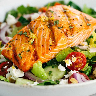 Salmon with salad