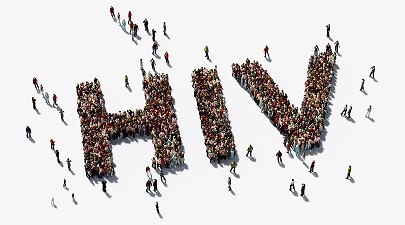 Group of people standing in formation to say 'HIV'