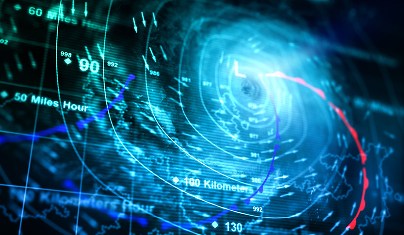 Digital rendering of a hurricane.