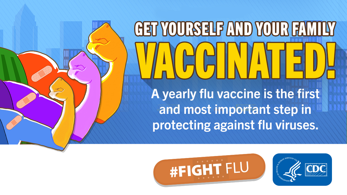 Get yourself and your family vaccinated! A yearly flu vaccine is the first and most important step in protecting against flu viruses. #Fight Flu CDC