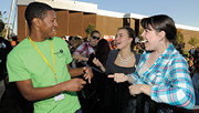 Students laughing together.