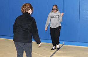 Students wearing goggles.