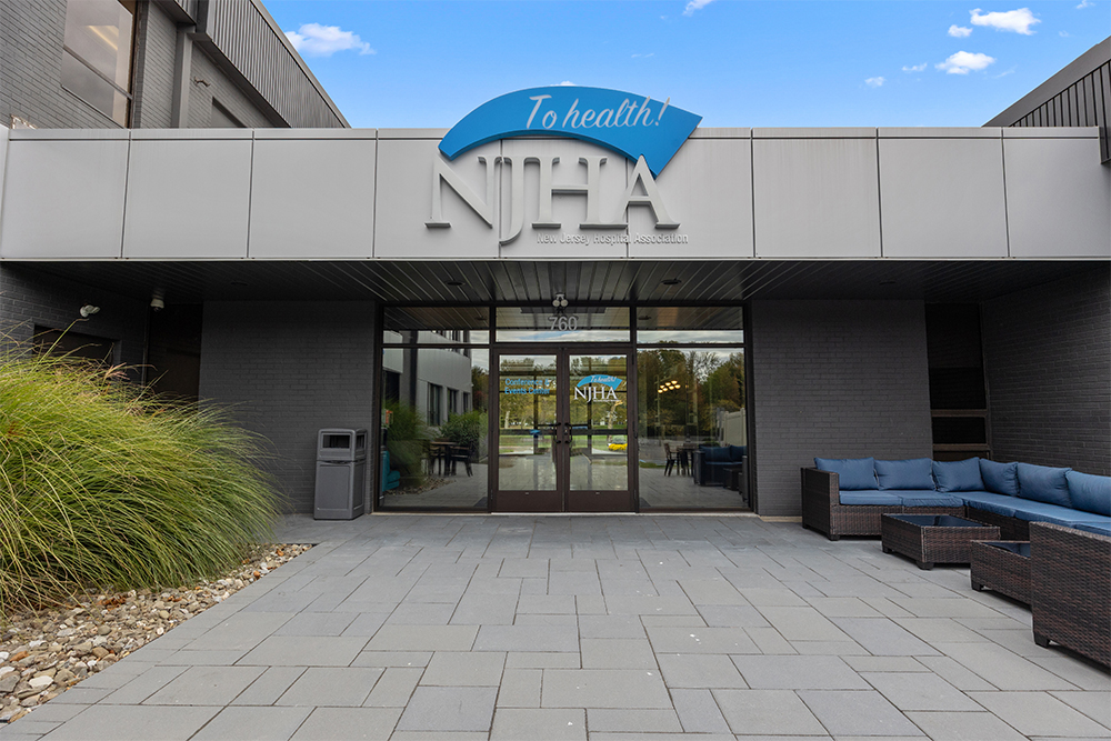 NJHA Conference & Event Center entry door behind building